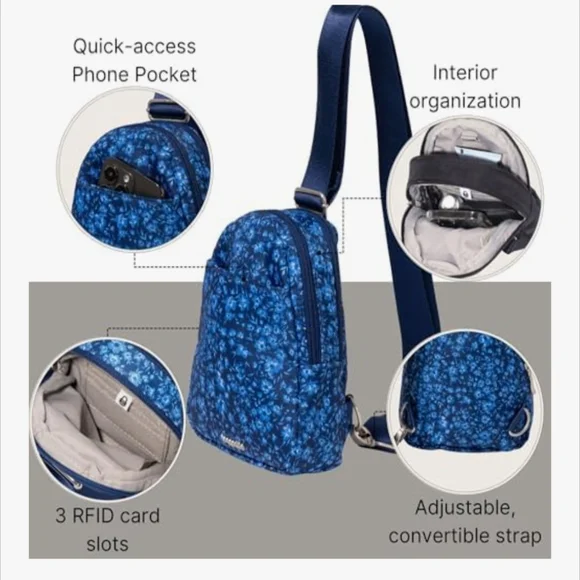 BaggalliniFloral Backpack in Blue
